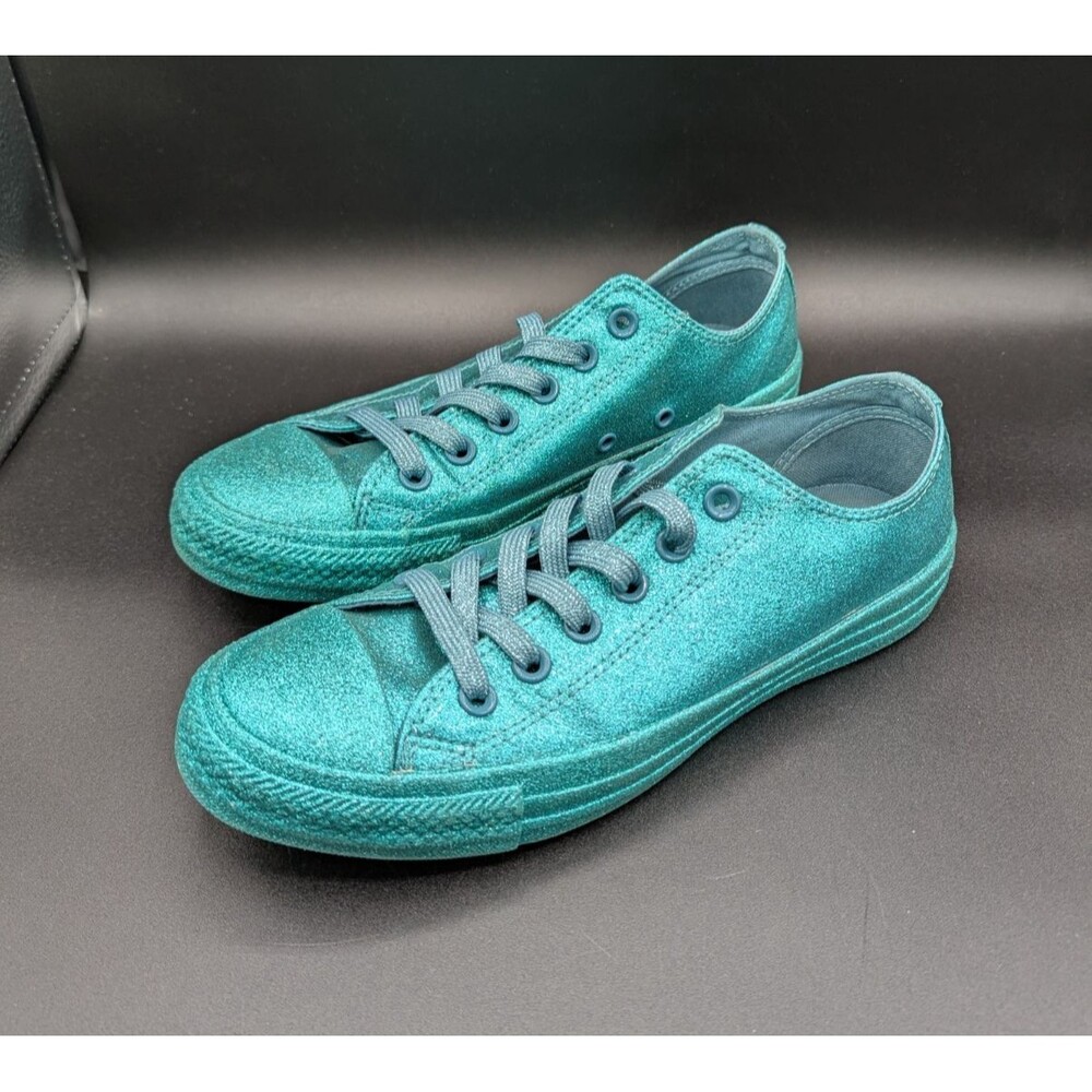 Converse Chuck Taylor All Star Teal Glitter Shoes Womens 8 Mens 6 164813C
